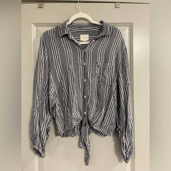 American Eagle Outfitters Tops - American Eagle Outfitters Blue Striped Button-Down Shirt